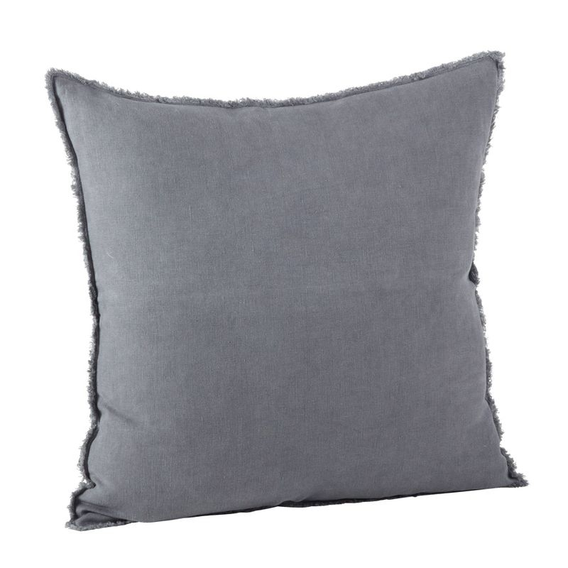 20"x20" Oversize Fringed Design Linen Square Throw Pillow Slate - Saro Lifestyle