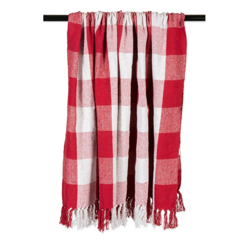 50"x60" Buffalo Check Throw Blanket Red/White - Design Imports: Cotton Woven, Lightweight, Machine Washable