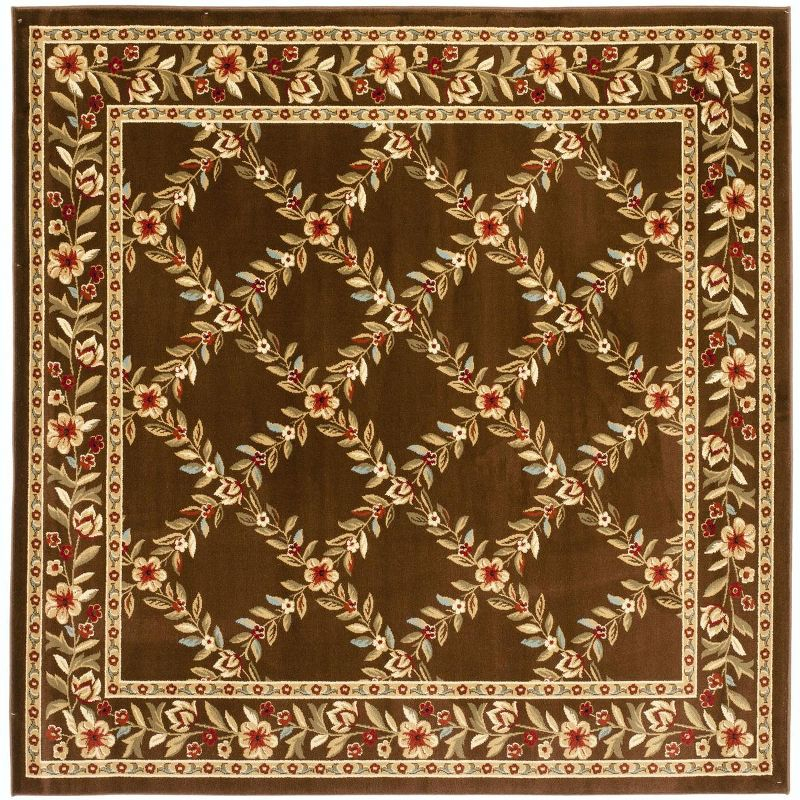 Lyndhurst LNH557 Power Loomed Area Rug - Brown/Brown - 6'7"x6'7" - Safavieh