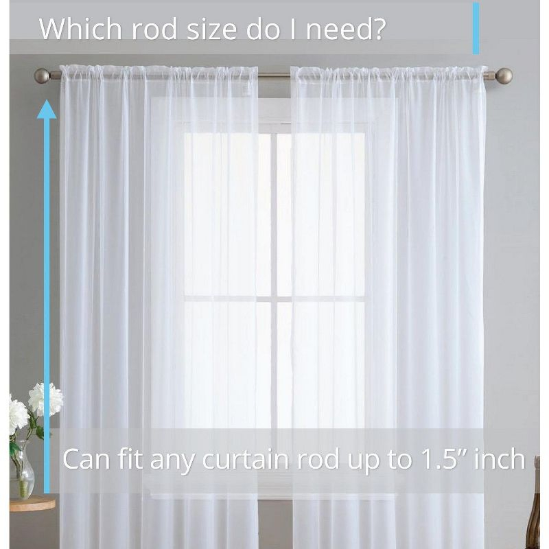 HLC.ME Sheer Voile Transparent Window Treatment Rod Pocket Curtain Panels - Set of 2 - Silver, 54 W x 63 L