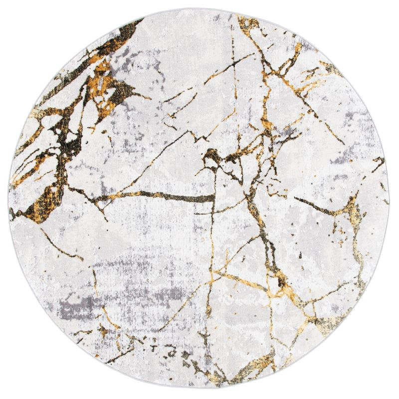 Amelia ALA293 Power Loomed Indoor Area Rug - Grey/Gold - 5' Round - Safavieh