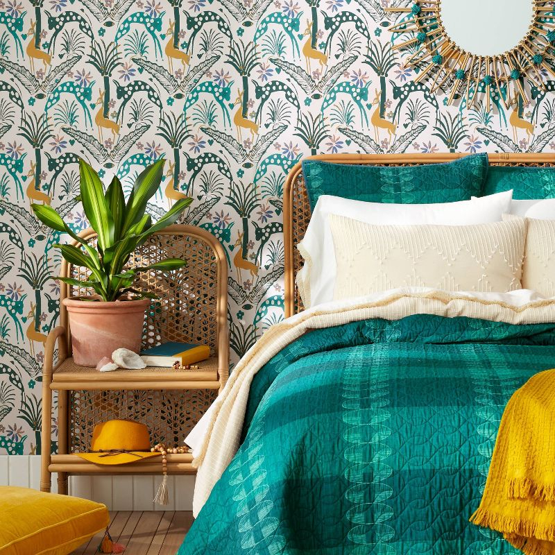 Fiesta Animals Peel and Stick Wallpaper Cream - Opalhouse™ designed with Jungalow™: Adhesive, Removable, Vinyl, Multicolor