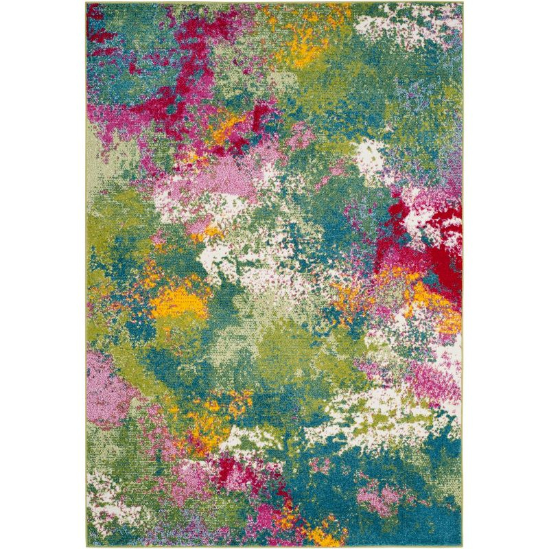 Watercolor WTC697 Power Loomed Indoor Area Rug - Green/Fuchsia - 5'3"x5'3" - Safavieh