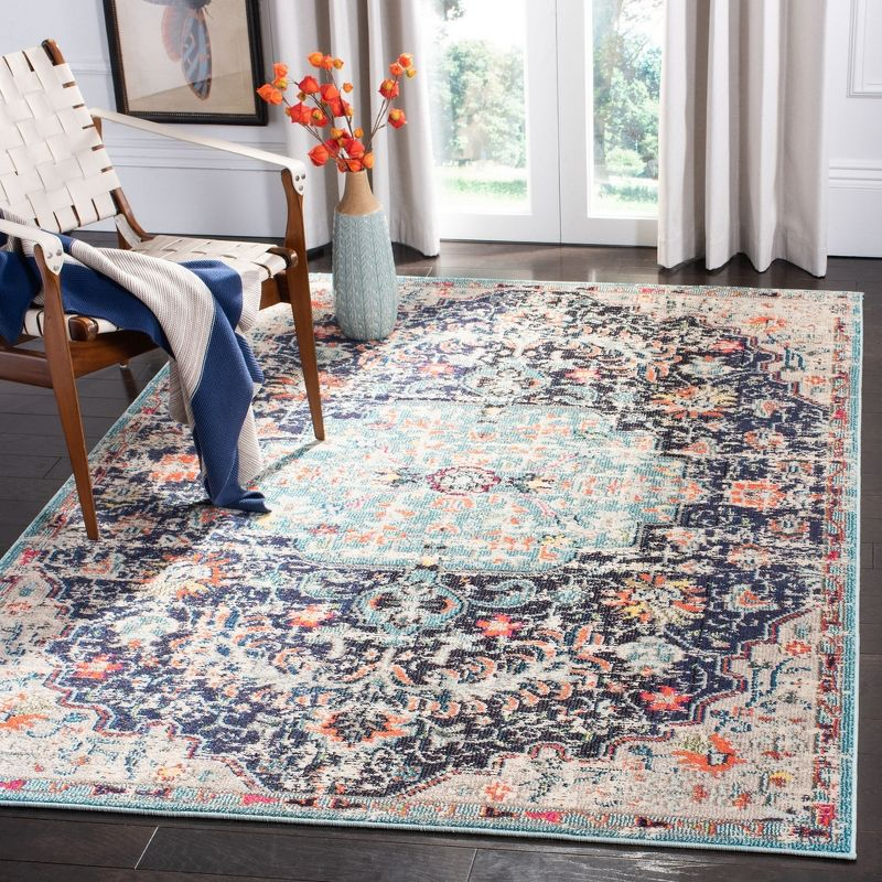 Madison MAD447 Power Loomed Indoor Accent Rug - Black/Teal - 3'x5' - Safavieh