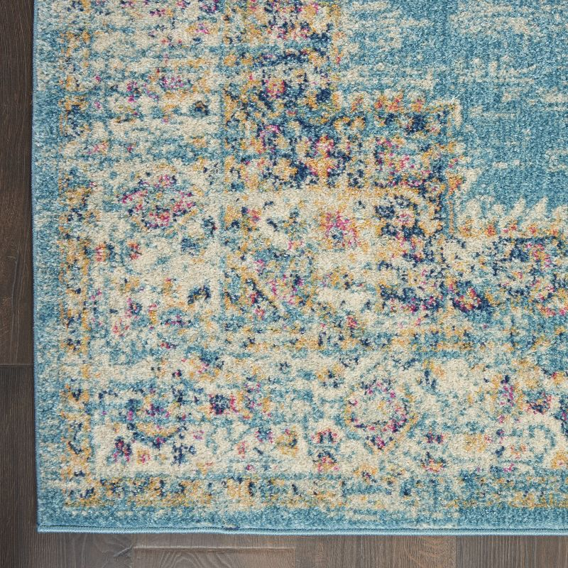 Nourison Passion Medallion Bohemian Indoor Rug Light Blue 2'2" x 10'