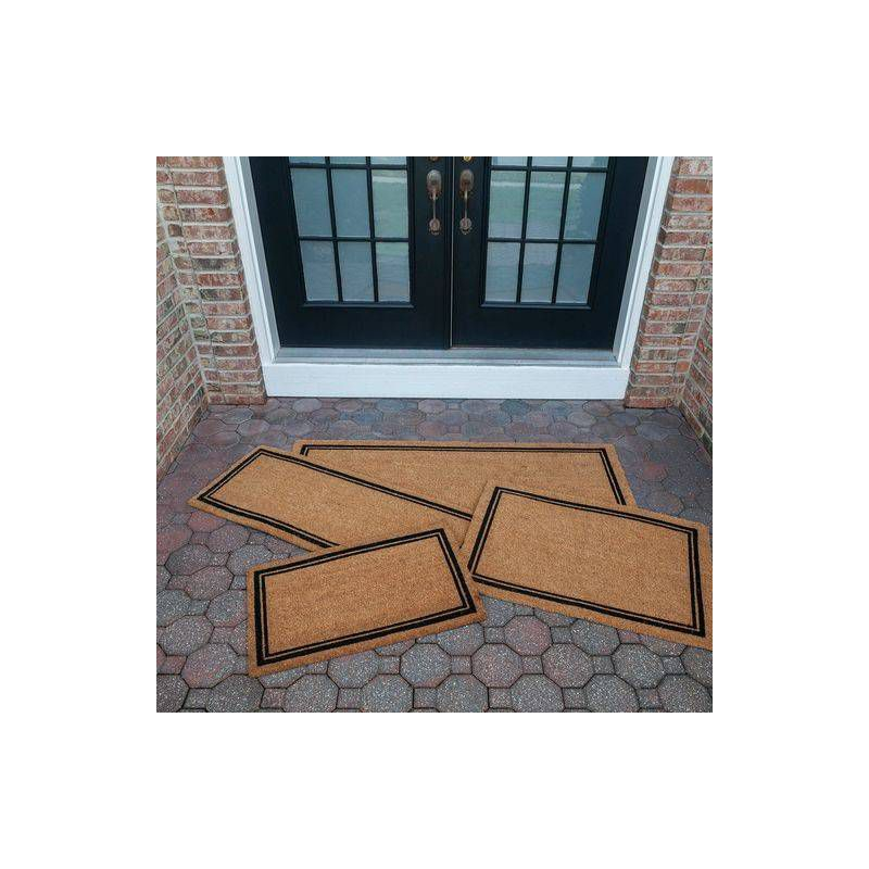 2' x 3' Indoor/Outdoor Coir Doormat with Border Natural/Black - Entryways: PVC Backing, Shake Clean, Medium Pile