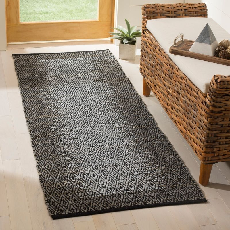 Vintage Leather VTL387 Hand Woven Indoor Runner Rug - Light Grey/Grey - 2'3"x9' - Safavieh.