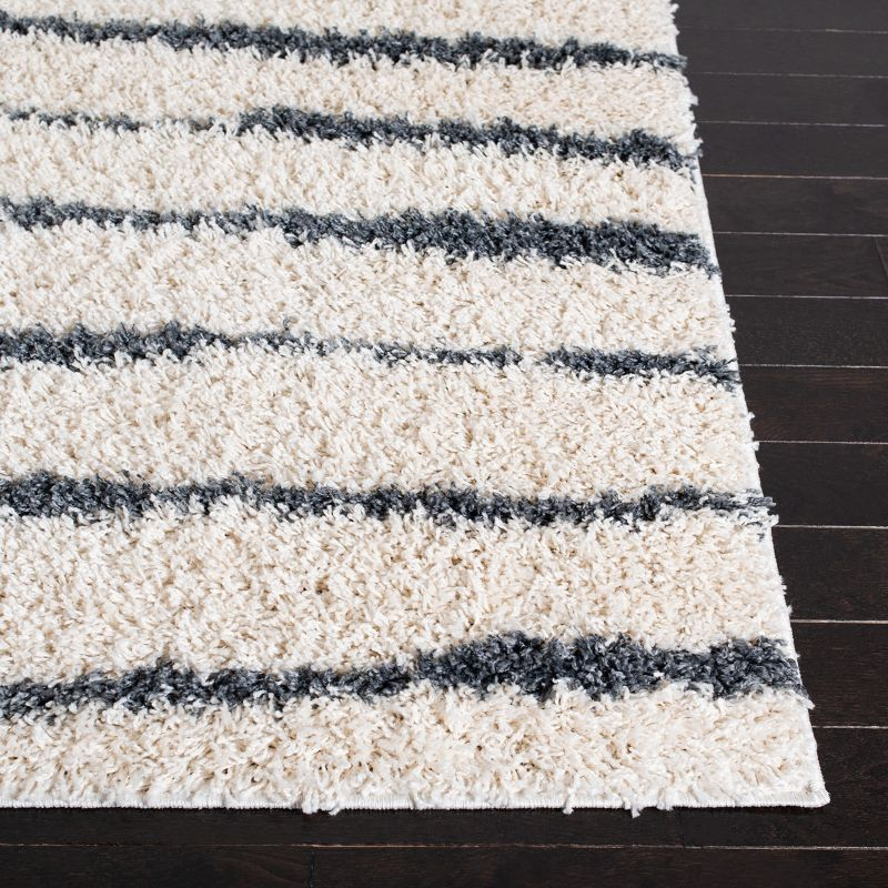 Venus Shag VNS603 Power Loomed Runner Rug - Ivory/Dark Grey - 2'2"x8' - Safavieh.