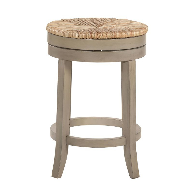Carolina Living 24" Leif Swivel Rush Seat Counter Height Barstool Weathered Gray: Solid Wood, Indoor Use