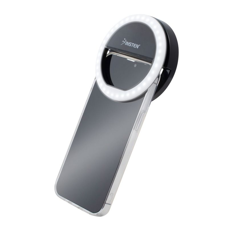 Insten 3" Mini LED Selfie Ring Light with Clip for Laptop Tablet Cell Phone Video, Dimmable, 36 Beads, Battery Powered, Black