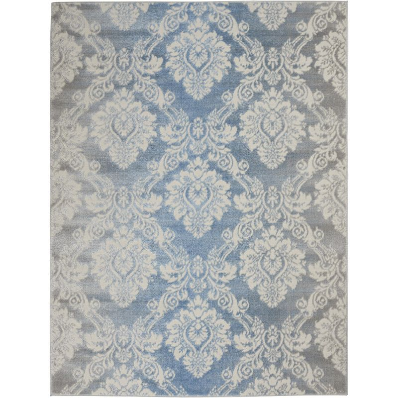 Nourison Elation ETN03 Indoor only Area Rug - Ivory Blue 5'3" x 7'3"