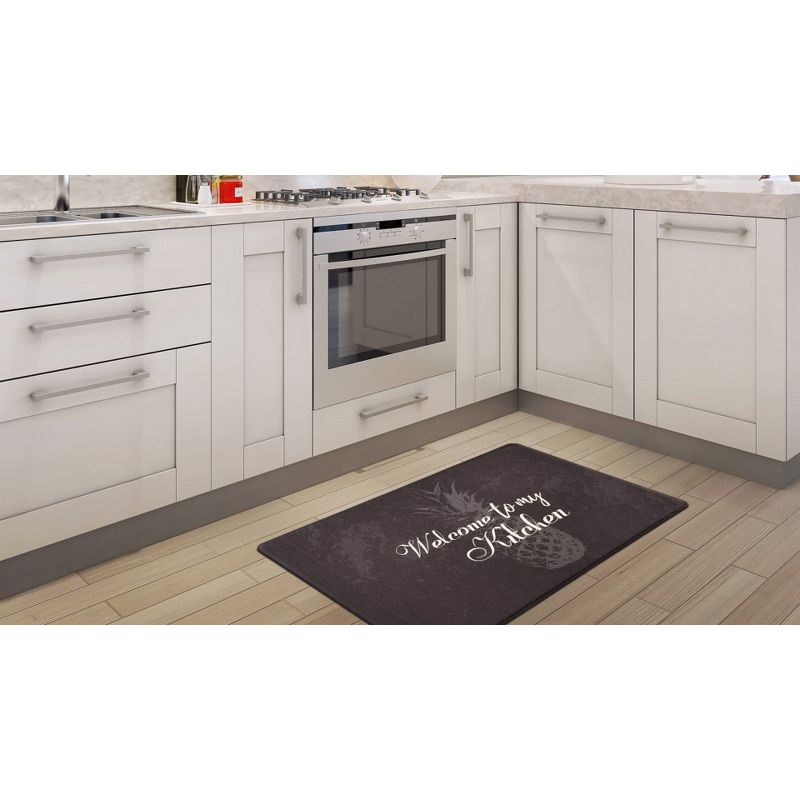 World Rug Gallery Welcome Kitchen Anti Fatigue Standing Mat - Black 18"x47"
