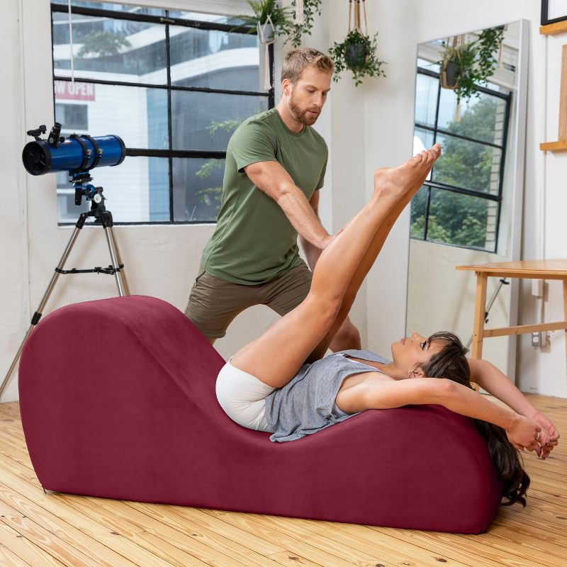 Avana Sleek Chaise Lounge for Yoga - Made in The USA - Great for Stretching, Relaxation, Exercise & More, 60D x 18W x 26H Inch, Red