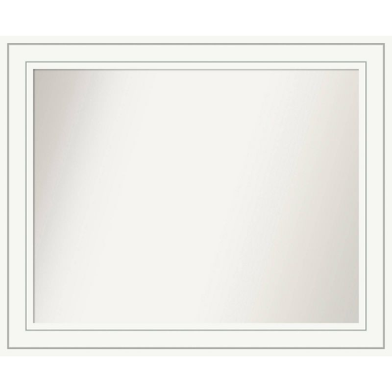 33" x 27" Non-Beveled Craftsman Wood Bathroom Wall Mirror White - Amanti Art: Modern Style, Wall Mounted, Includes Hardware