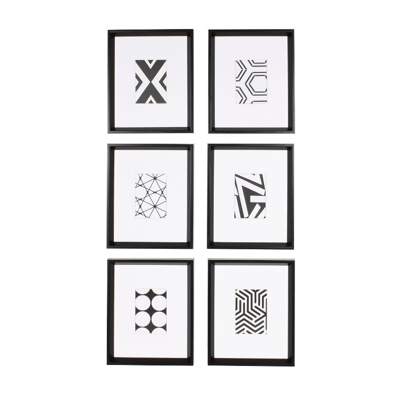 6pc 12" x 15" Calter Framed Print Art Set Black - Kate and Laurel