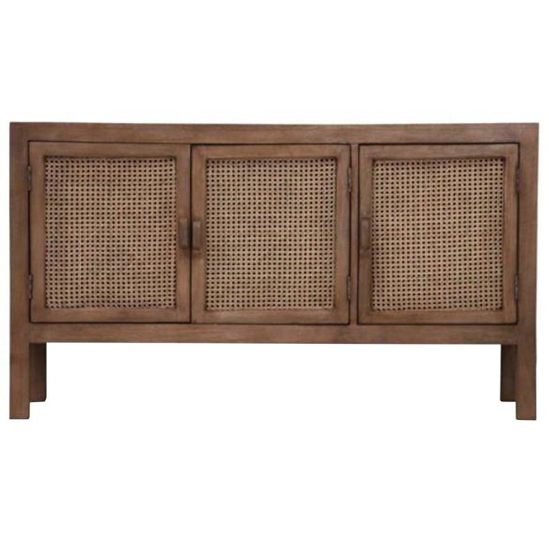 StyleCraft Easton Woven Cane Sideboard Natural: Mango Wood, Transitional Style, Divided Storage, No Assembly Required