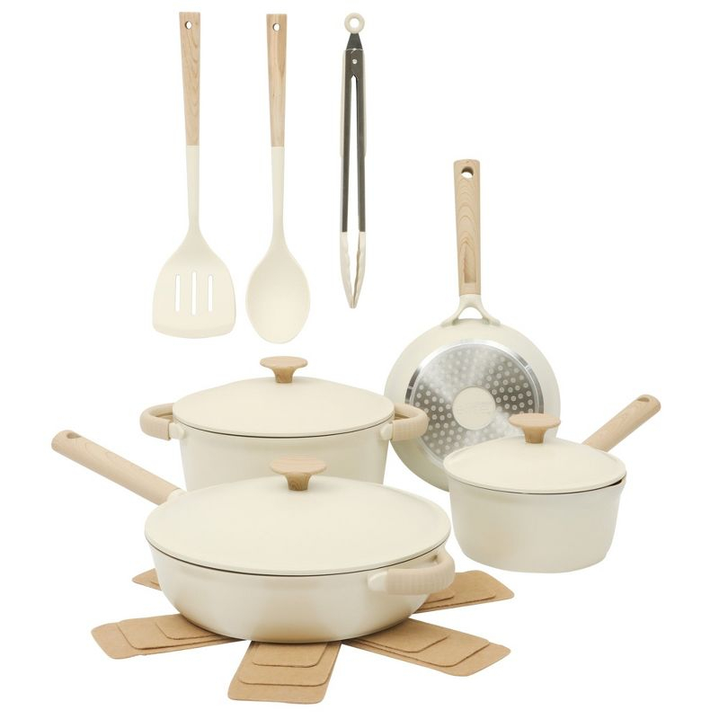 Gibson Elite Folkstone 13 Piece Pots and Pans Durable Cast Aluminum PFA Free Non stick Ceramic Cookware Set