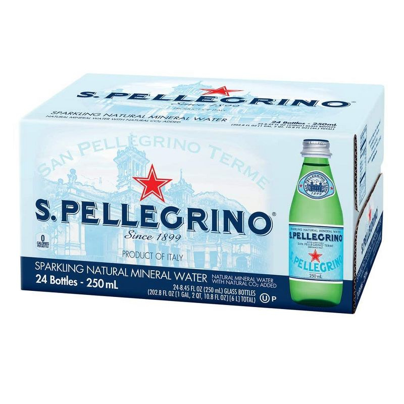 SanPellegrino Sparkling Natural Mineral Water, 8 Oz Bottle (Pack of 24)