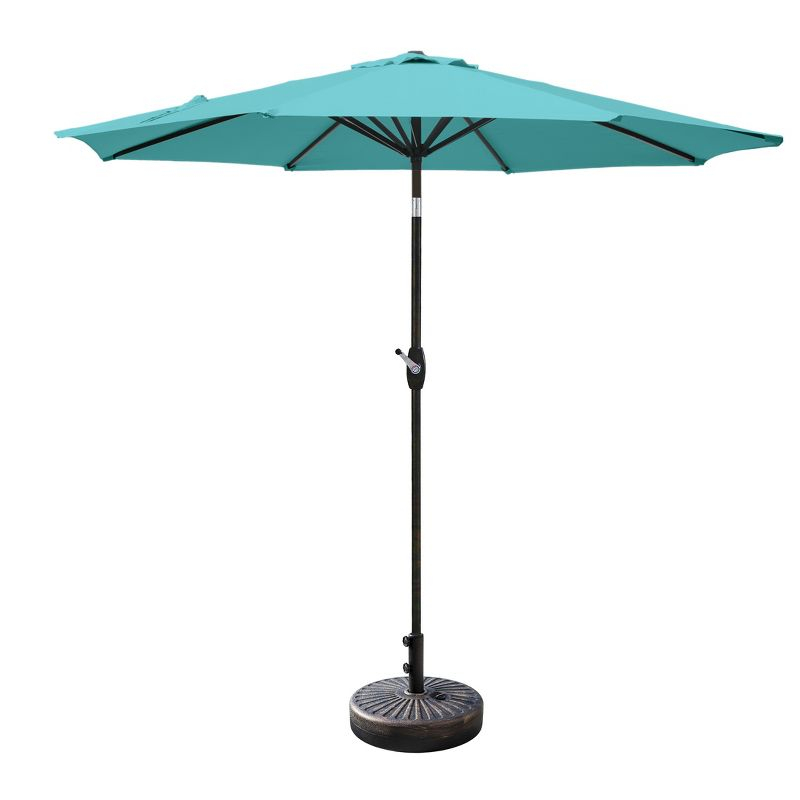 WestinTrends 9 Ft Outdoor Patio Market Table Umbrella with Bronze Round Base, Turquoise
