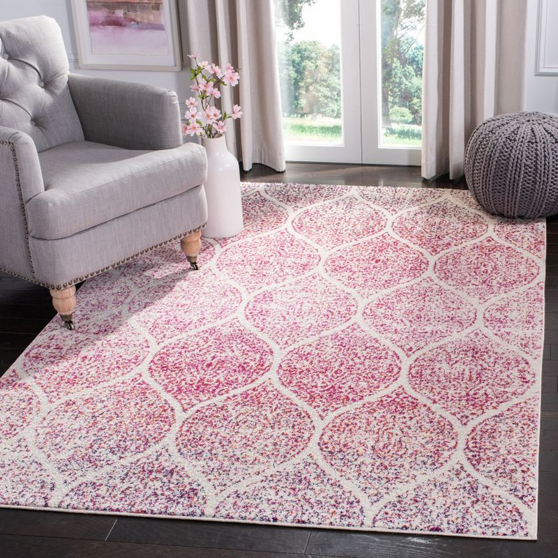 Madison MAD604 Power Loomed Indoor Area Rug - Cream/Fuchsia - 5'3"x7' - Safavieh