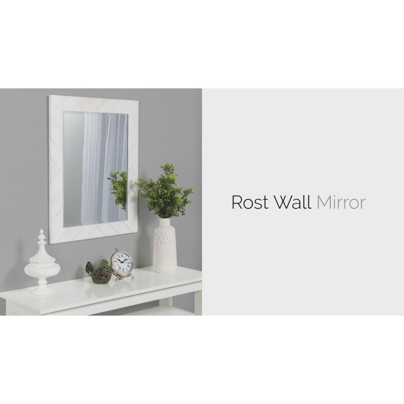 24" x 30" Rost Pieced Wood Framed Wall Mirror White - DesignOvation: Modern Rectangle, No Assembly Required