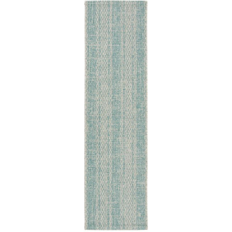 Courtyard CY8736 Power Loomed Indoor and Outdoor Runner Rug - Light Grey/Aqua - 2'3"x10' - Safavieh