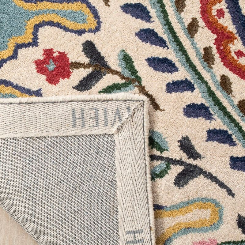 Bella BEL118 Hand Tufted Area Rug - Ivory/Teal - 5'x5' - Safavieh.