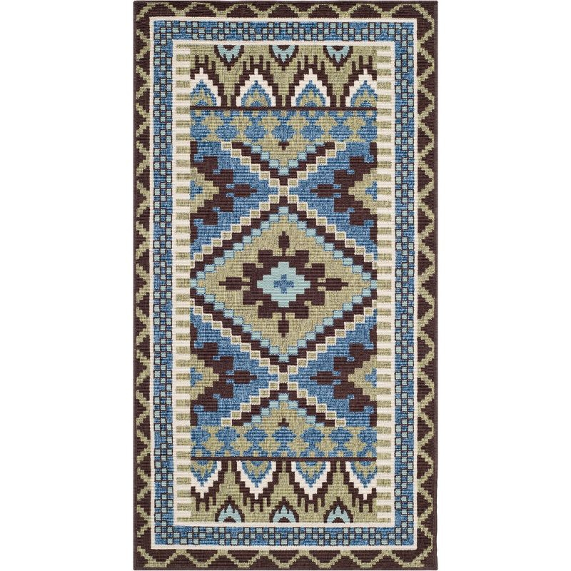 Veranda VER096 Power Loomed Indoor/Outdoor Accent Rug - Green/Chocolate - 2'7"x5' - Safavieh.