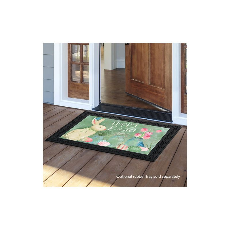 Easter Bunny and Tulips Primitive Doormat Floral 30" x 18" Briarwood Lane