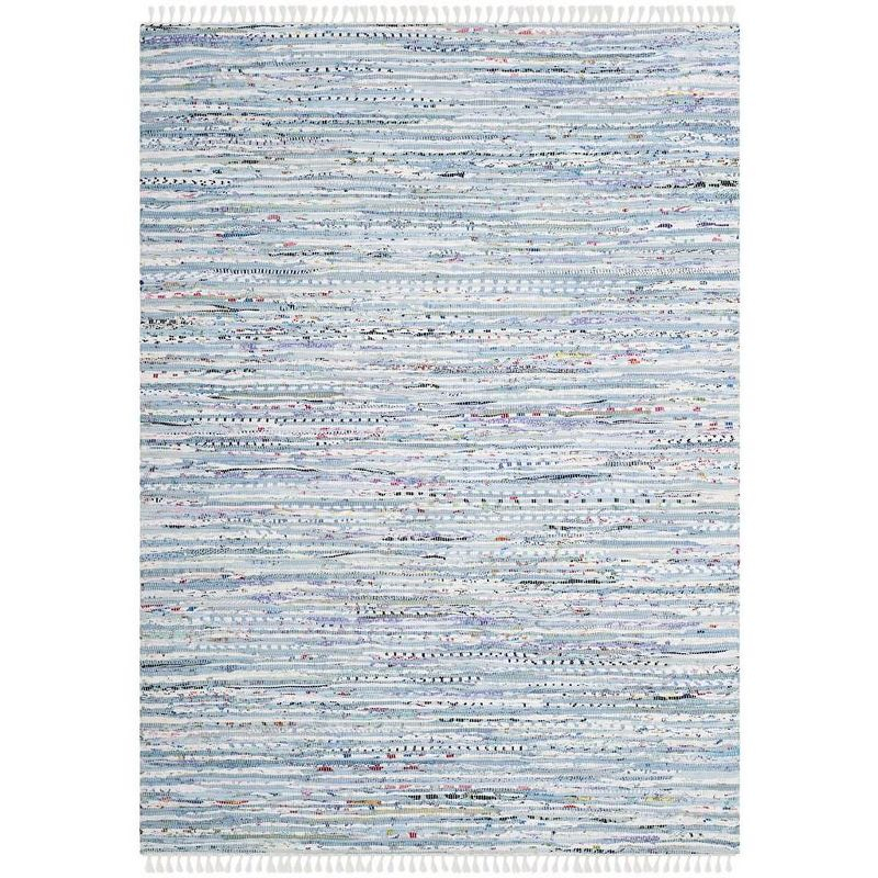 Rag Rug RAR125 Hand Woven Indoor Area Rug - Light Blue/Multi - 5'x7' - Safavieh.