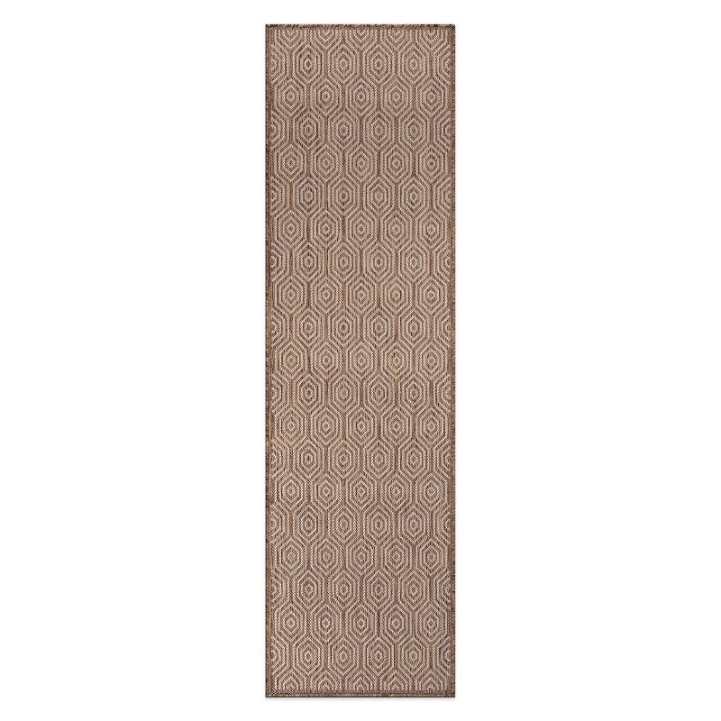 World Rug Gallery Modern Geometric Textured Flat Weave Indoor/Outdoor Area Rug - BROWN 2'x7'