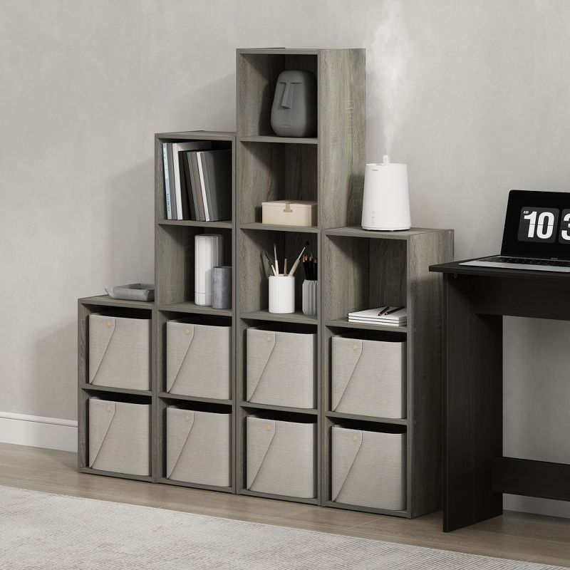 Furinno 2 Cube Storage Bookcase Multi-functional Dispaly Bookshelf Cabinet Furniture,French Oak