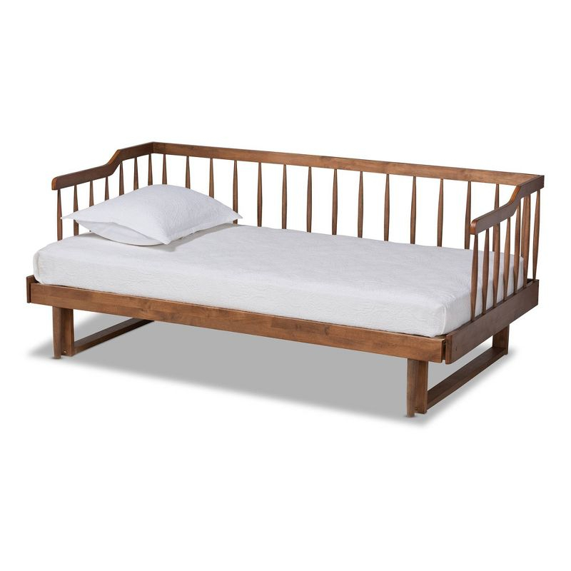 Twin to King Muriel Expandable Spindle Daybed Walnut - Baxton Studio: Contemporary Unupholstered, No Box Spring Needed