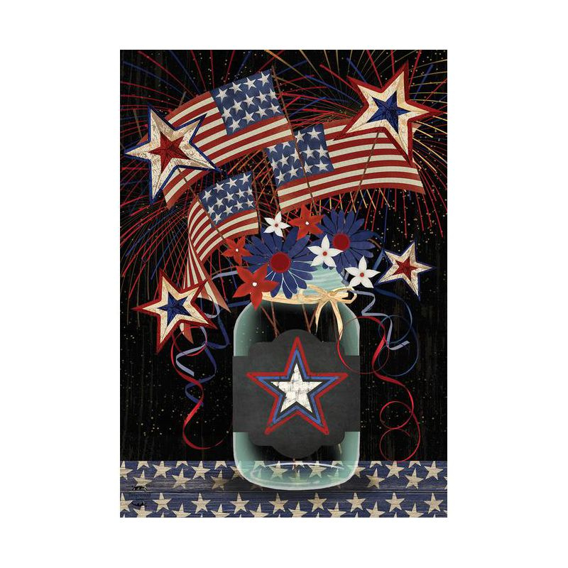 American Mason Jar Patriotic House Flag Primitive Fireworks 28" x 40" Briarwood Lane