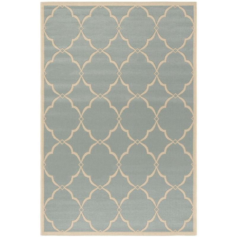 Beach House BHS125 Power Loomed Indoor/Outdoor Area Rug - Aqua/Cream - 4'x6' - Safavieh