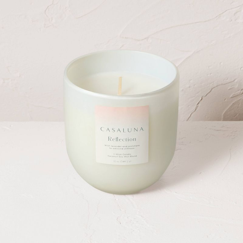 Reflection Core Frosted Glass Wellness Jar Candle 12oz - Casaluna™: Soy & Coconut Wax, Lavender Aroma
