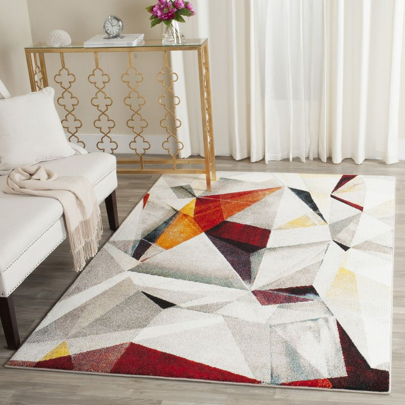 Porcello PRL6940 Power Loomed Indoor Area Rug - 5'3"x7'6" - Light Grey/Orange - Safavieh