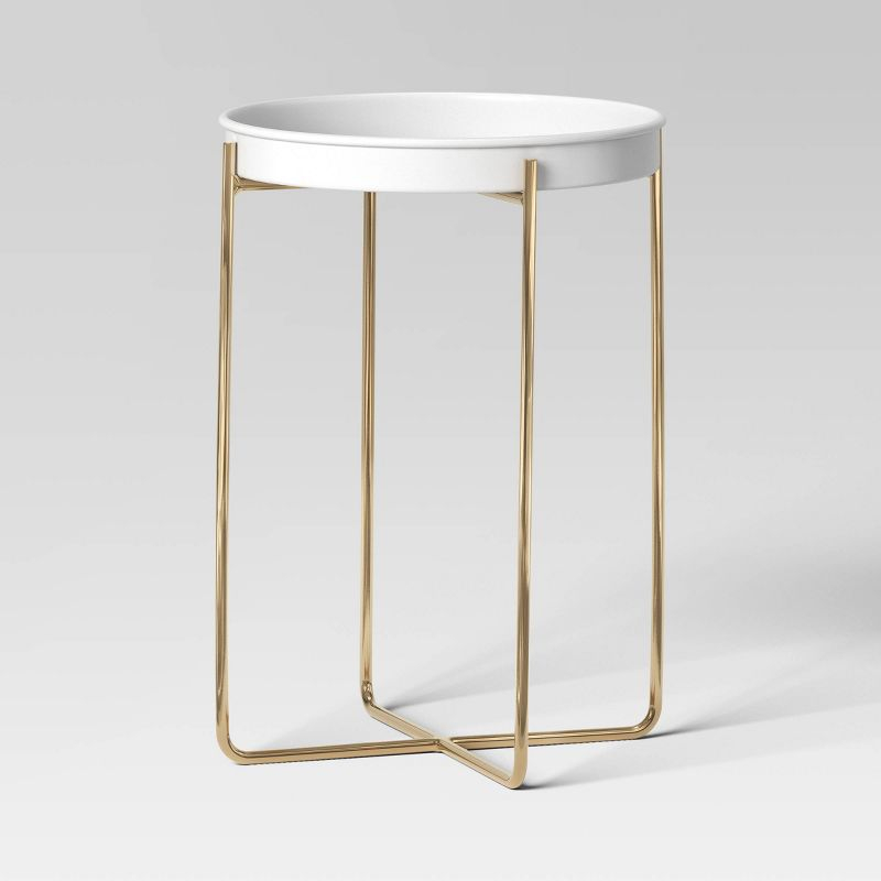 Iron Indoor Outdoor Plant Stand White/Brass - Threshold™