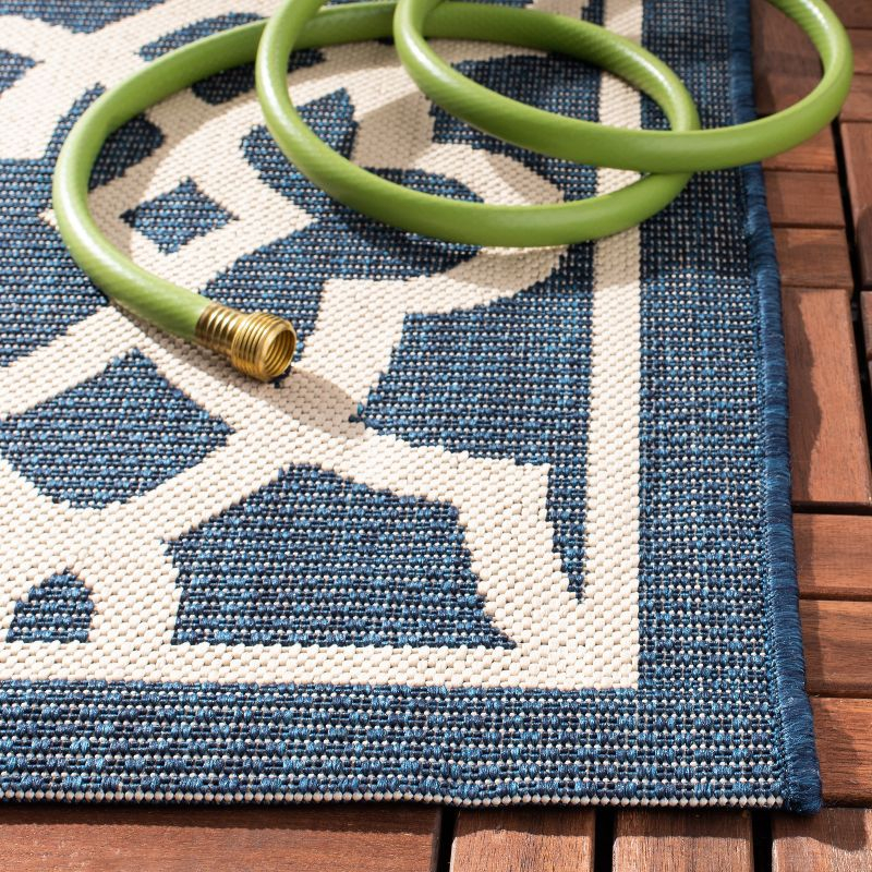 Courtyard CY6071 Power Loomed Indoor and Outdoor Area Rug - Navy/Beige - 5'3"x7'7" - Safavieh