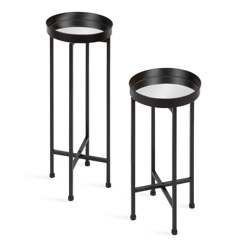 Kate and Laurel Celia Round Metal Nesting Table, 2 Piece, Black