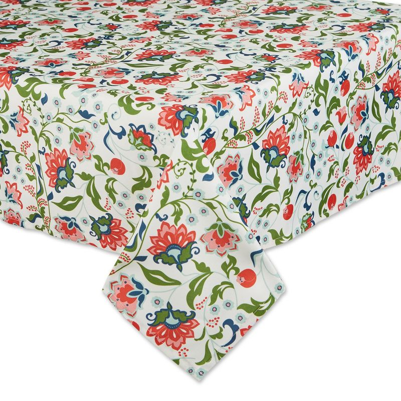 Design Imports  Garden Floral Print Outdoor Tablecloth With Zipper 60X84