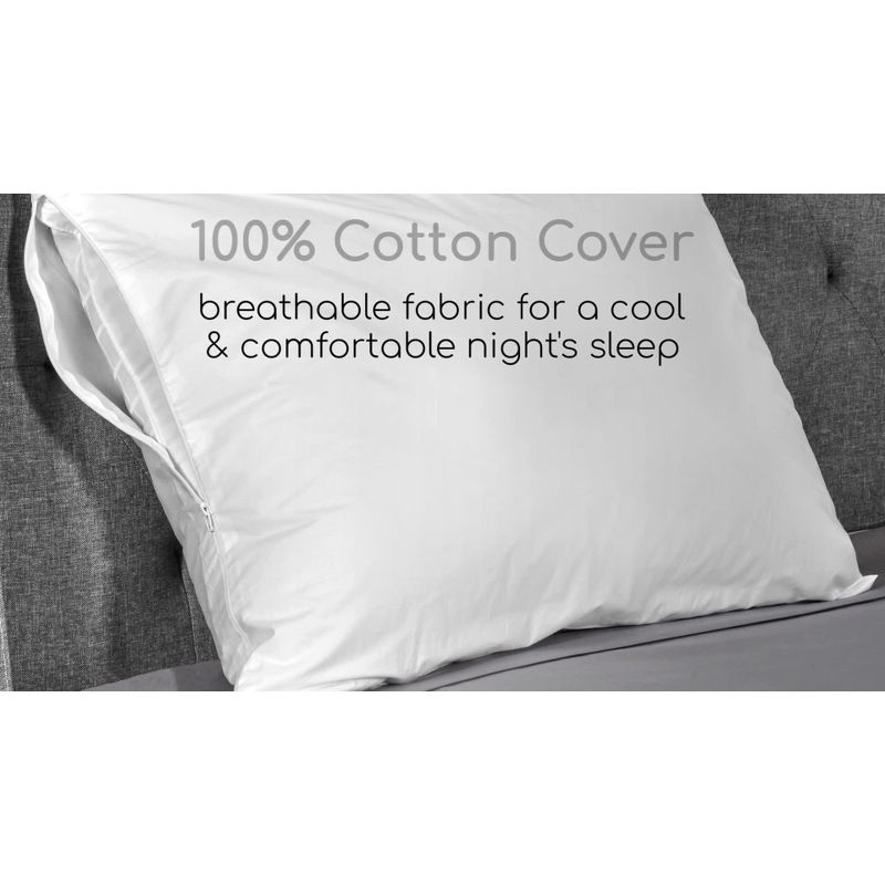 AllerEase Ultimate Comfort Breathable Pillow Protector-White (King): 100% Cotton, Zippered, OEKO-TEX Certified