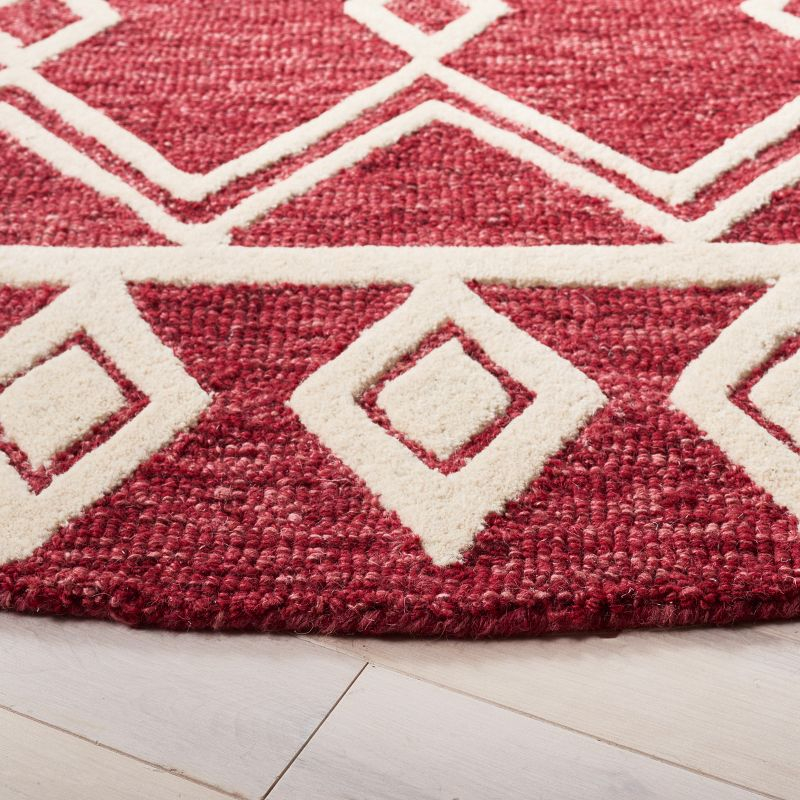 Abstract ABT851 Handmade Indoor Area Rug - Red/Ivory - 6' Round - Safavieh