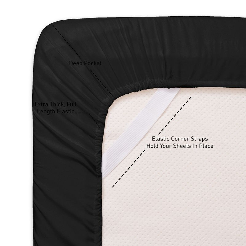 4 Piece Sheet Set, Ultra Soft 1800 Series Collection - Queen, Black