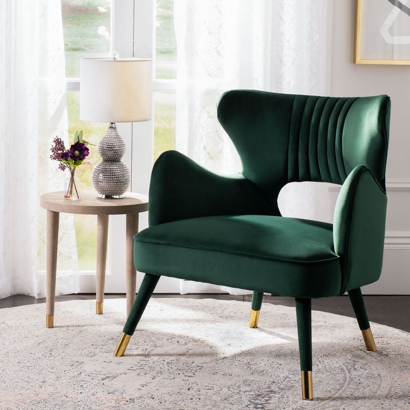 Blair Wingback Accent Chair - ACH4504 - Forest Green/Gold - Safavieh