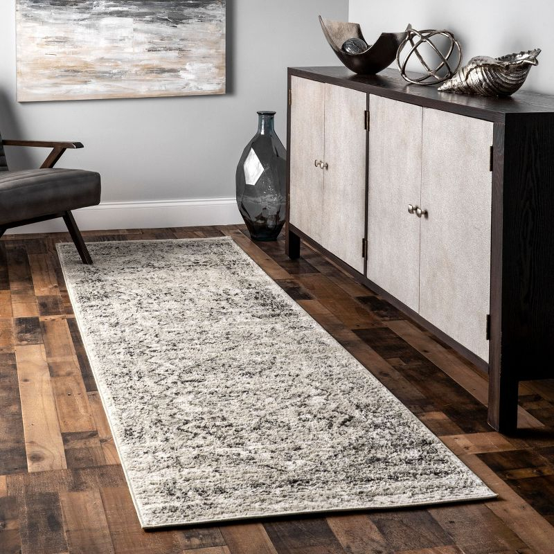 Nuloom Madisson Medallion 2x8 Runner Indoor Area Rug for Living Room Bedroom Dining Room Entryway Hallway Kitchen, Grey/Ivory