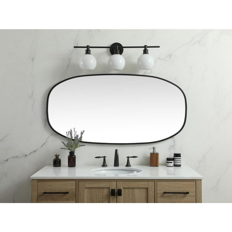 Elegant Lighting Metal Frame Oval Mirror 24x48 Inch in Black