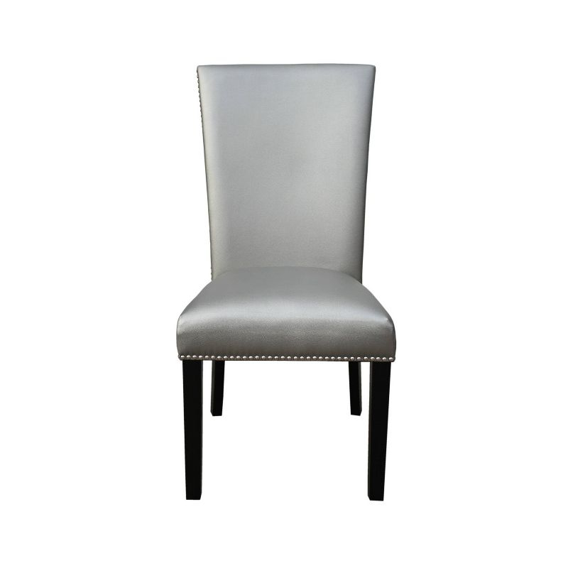 18" Set of 2 Camila Dining Chairs Silver - Steve Silver Co.: Modern Faux Leather, Nailhead, Wood Legs