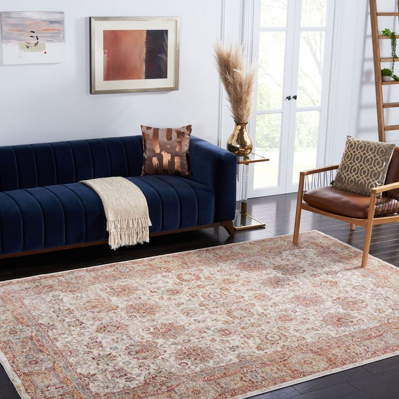 Valencia VAL570 Power Loomed Area Rug - Ivory/Rust - 4'x6'2" - Safavieh.