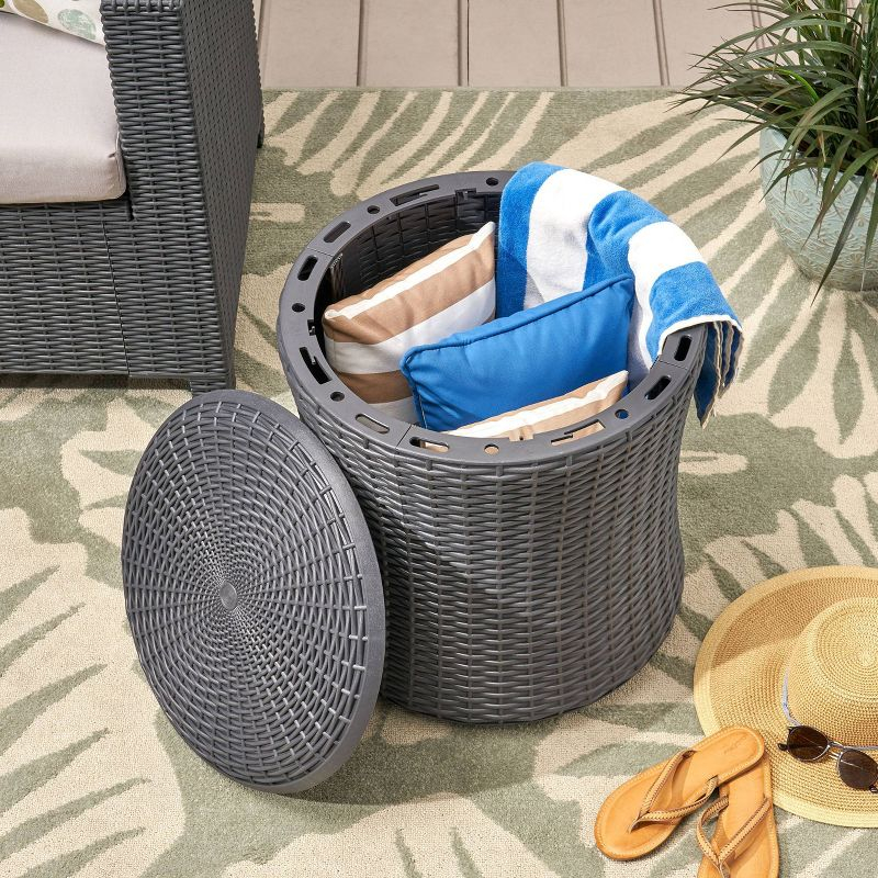 Olivo Patio Faux Wicker Patio Table - Dark Gray - Christopher Knight Home